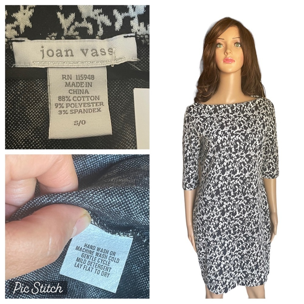 New!Joan Vass floral Audrey black/white dress size 0(S)